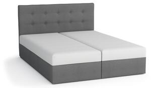 Manželská postel v eko kůži s úložným prostorem 160x200 LUDMILA - bílá / šedá