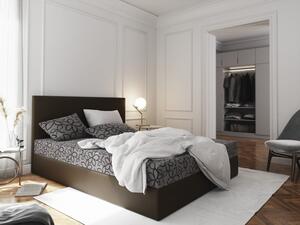 Manželská postel v eko kůži s úložným prostorem 160x200 LUDMILA - hnědá / šedá