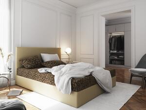 Manželská postel v eko kůži s úložným prostorem 180x200 LUDMILA - béžová / hnědá