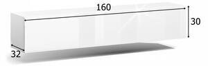 KWADRO 160 lesk, bílá/černá, horizontální, moderní závěsná skříň