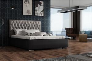 Designová manželská postel 140x200 SIRENA - černá / stříbrná