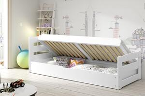 Dětská postel s úložným prostorem a matrací 90x200 LYDIE - bílá