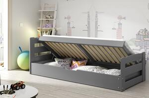 Dětská postel s úložným prostorem a matrací 90x200 LYDIE - grafit