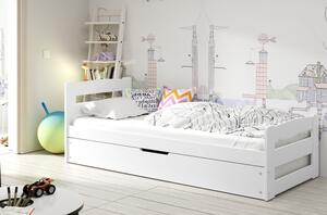 Dětská postel s úložným prostorem a matrací 90x200 LYDIE - bílá