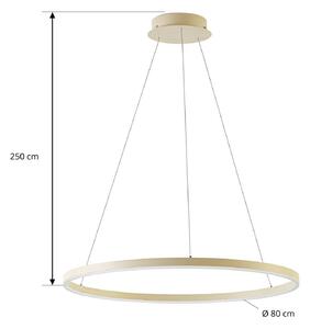 Arcchio Závěsné světlo Albiona, béžové, 1 kruh, Ø 80 cm, stmívatelný, Krémová / jantar, Kuchyň, kov, Moderní