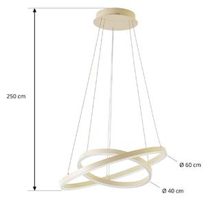 Arcchio Závěsné světlo Albiona, béžové, 2 kruhy, Ø 60 cm, stmívatelný, Krémová / jantar, Kuchyň, kov, Moderní
