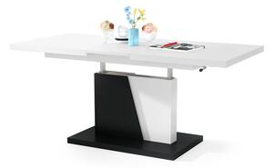GRAND NOIR bílá / černá, rozkládací, zvedací konferenční stůl, stolek