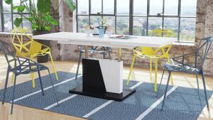 GRAND NOIR bílá / černá, rozkládací, zvedací konferenční stůl, stolek