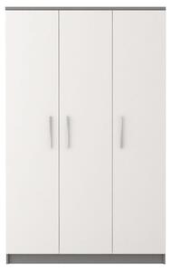 Třídveřová šatní skříň do dětského pokoje OLEG - šířka 120 cm, šedá / bílá