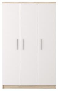 Třídveřová šatní skříň do dětského pokoje OLEG - šířka 120 cm, dub sonoma / bílá