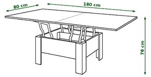OSLO beton (šedá)/ bílá, rozkládací, zvedací konferenční stůl, stolek