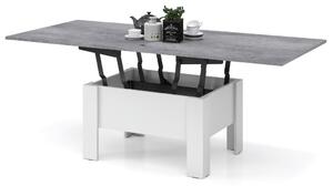 OSLO beton (šedá)/ bílá, rozkládací, zvedací konferenční stůl, stolek