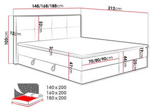 HezkýNábytek.cz Boxspring postel 160 cm Bolondra (zlatý řemeslný dub + soro 97). 1051070