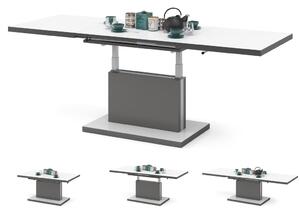 ASTON bílý+antracit (tmavý šedý), rozkládací, zvedací konferenční stůl, stolek - 80 cm