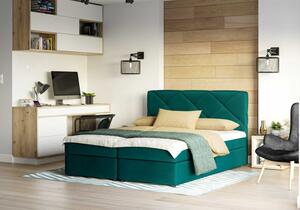 Manželská postel s prošívaným čelem KATRIN 140x200, zelená