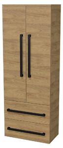 Koupelnová skříňka s černou úchytkou SAT Cube Way 60x163x33 cm dub Hickory mat CUBE3CV60DH