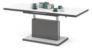 ASTON bílý+antracit (tmavý šedý), rozkládací, zvedací konferenční stůl, stolek - 80 cm