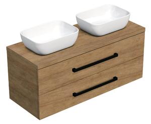 Koupelnová skříňka s černou úchytkou a krycí deskou SAT Cube Way 120x71x46 cm dub Hickory mat CUBE46C1203DH45