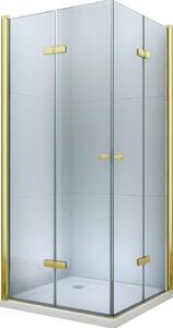 MEXEN - Lima Duo sprchový kout, dveře skládací, 100 x 100 cm, transparentní - zlatá - 856-100-100-50-00-02