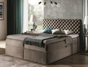 Čalouněná postel 140x200 CLARITA - béžová + topper ZDARMA