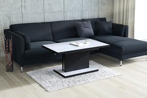 ASTON bílý lesk/černý lesk, rozkládací, zvedací konferenční stolek, černobílý - 70 cm