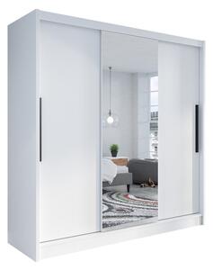 Šatní skříň 205 cm s posuvnými dveřmi a zrcadlem EMMA 1 - bílá