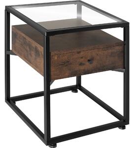 Tectake Noční stolek Preston 43x45x54,5cm - Industriální dřevo tmavé, rustikální