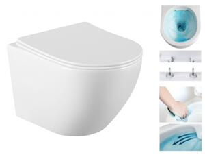 MEXEN - Lena WC mísa Rimless, WC sedátko se zpomalovacím mechanismem, Slim, duroplast - bílá - 30220500