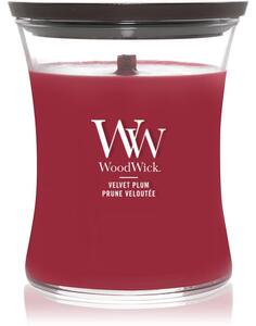 Woodwick Velvet Plum vonná svíčka s dřevěným knotem 275 g