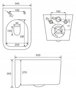 MEXEN - Elis WC mísa Rimless, WC sedátko se zpomalovacím mechanismem, Slim, duroplast - bílá - 30910600