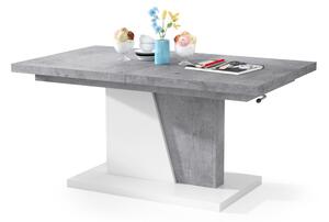 GRAND NOIR beton / bílá, rozkládací, zvedací konferenční stůl, stolek