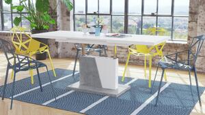 GRAND NOIR bílá / beton, rozkládací, zvedací konferenční stůl, stolek