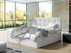 Boxpringová postel 160x200 CAROLA - bílá + topper ZDARMA