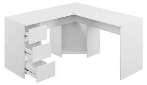 Rohový psací stůl KIERAN - bílý