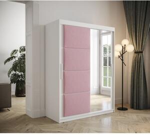 Šatní skříň s posuvnými dveřmi 150 cm TALIA - bílá / růžová