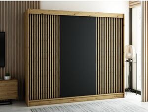 Praktická šatní skříň LENOX 250 - dub artisan / černá