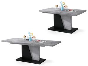 GRAND NOIR beton / černý, rozkládací, konferenční stůl, stolek