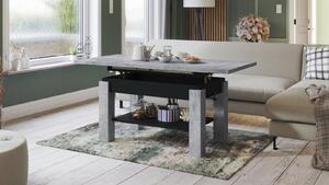 ASTORIA beton / černá, rozkládací, zvedací konferenční stůl, stolek