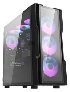 Skleněná počítačová skříň Darkflash DK431 + 4 ventilátory (černá)