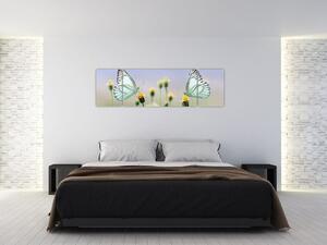 Obraz motýlů na květině (170x50 cm)