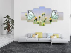 Obraz motýlů na květině (210x100 cm)