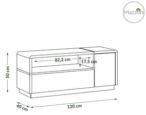 TV stolek FOLK RTV-120, bílý lesk / beton, skříňka