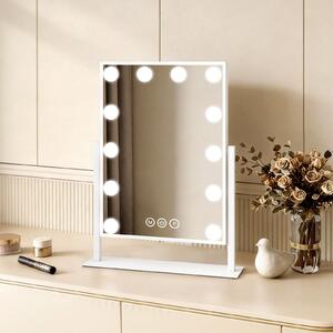 Kosmetické zrcadlo EMKE s LED osvětlením 47,5 x 36,5 cm, zrcadlo na líčení, 7x zvětšení, 3 barvy světla, stmívatelné, otočné o 360°, bílé
