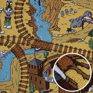 AladinWorld Expres, Dětský metrážový koberec Western, na míru, šíře 4m, vícebarevná, filc, dětský pokoj