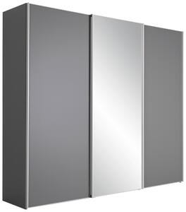 ŠATNÍ SKŘÍŇ SE ZRCADLEM, tmavě šedá, 280/240/68 cm Moderano - Šatní skříně