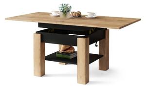 CLEO zlatý dub / černá, rozkládací, zvedací konferenční stůl, stolek