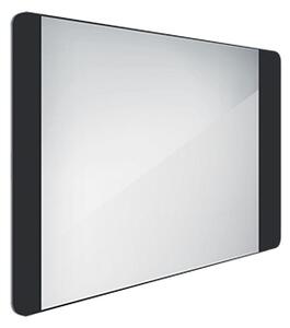 Černé zrcadlo do koupelny 80x60 s osvětlením a černým rámem NIMCO ZPC 42003-90