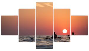 Obraz kanoistů při západu slunce (125x70 cm)