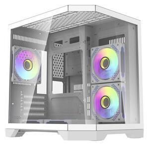 DarkFlash Počítačová skříň Darflash FT350 + 5 ventilátorů aRGB (bílá)