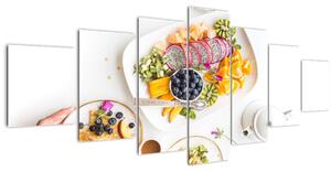 Obraz talířů s ovocem na stole (210x100 cm)